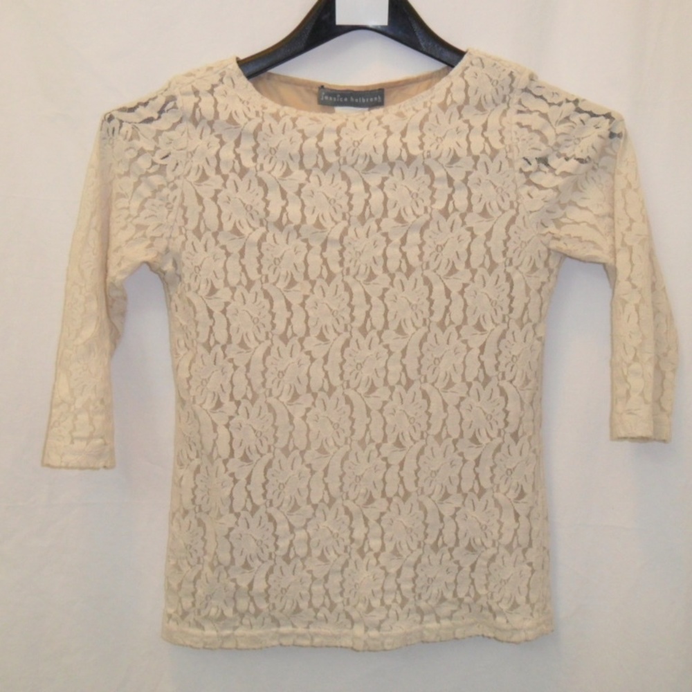 Jessica Holbrook Shirt Lace Over Top blouse Sz XS